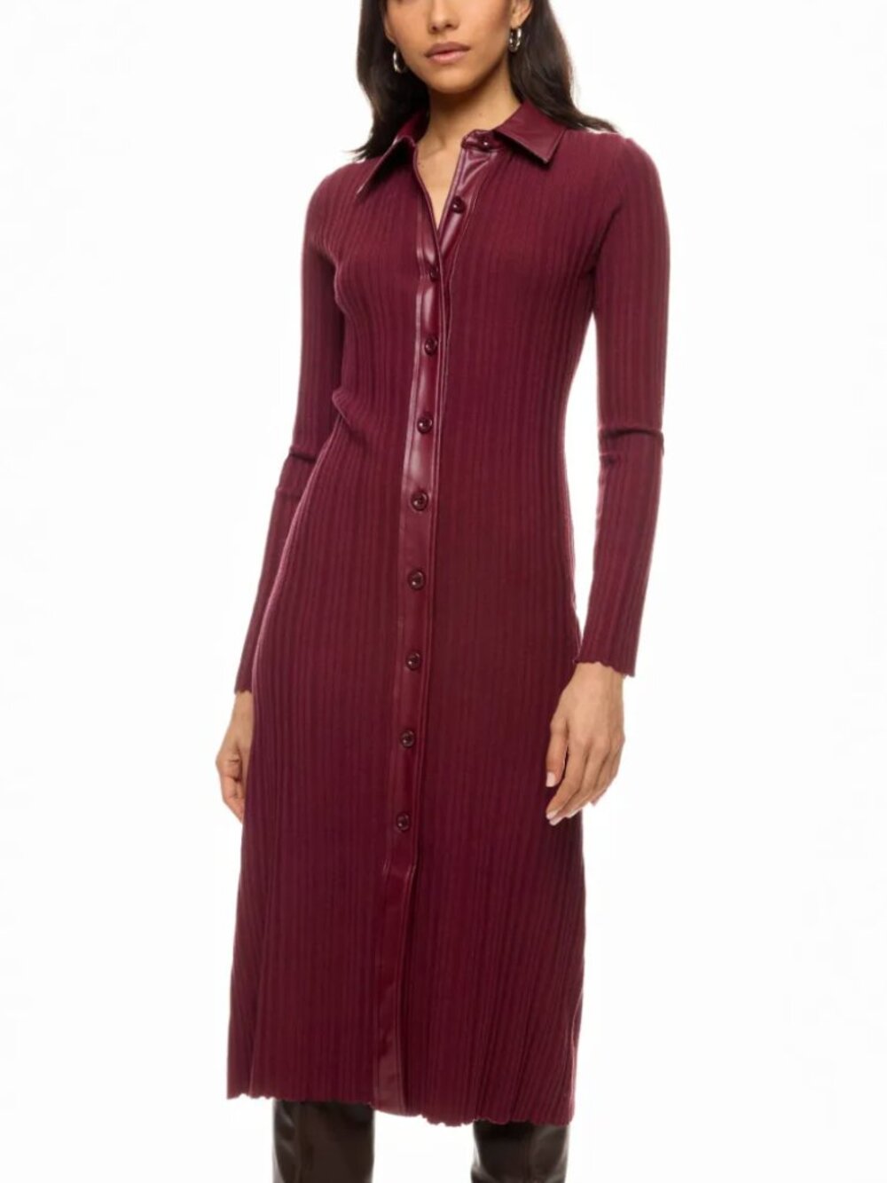 TOCCIN x RTR Variegated Rib Knit Leather Combo Dress size large